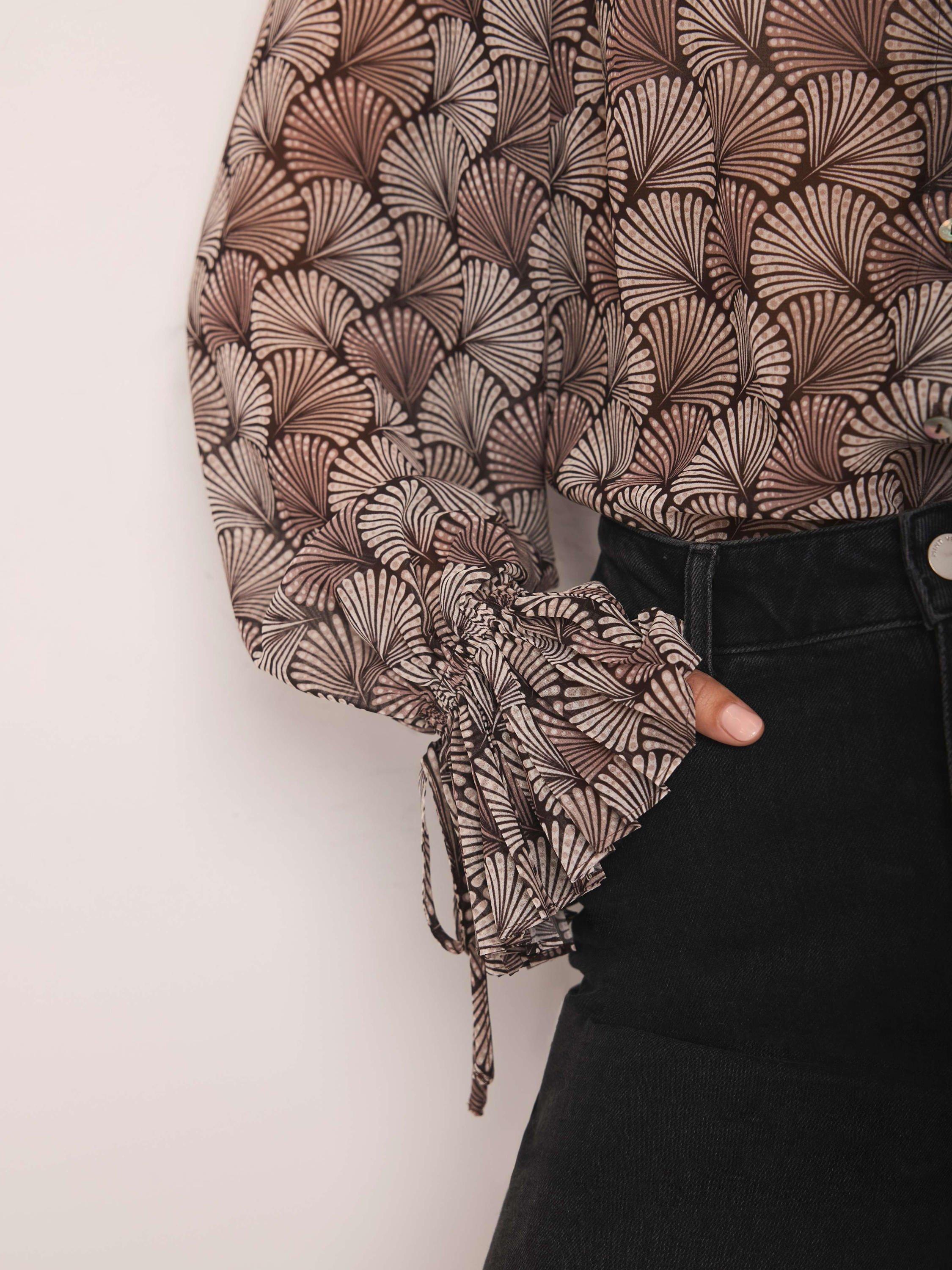 Product image 5 of 7, which shows Mint Velvet Graphic Print Shirt, Natural, XS