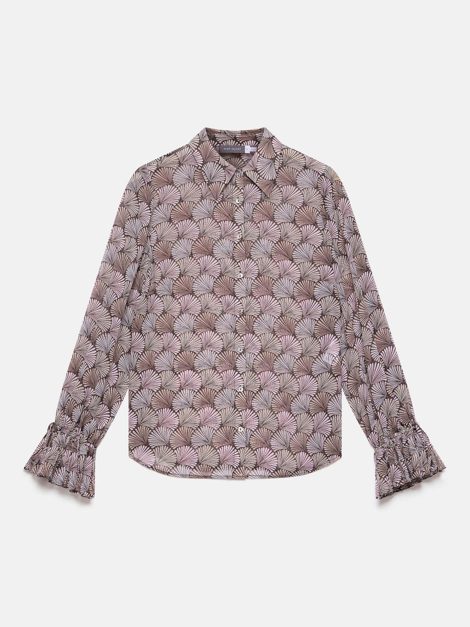 Product image 6 of 7, which shows Mint Velvet Graphic Print Shirt, Natural, XS