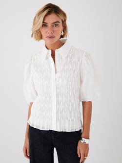 Mint Velvet Puff Sleeve Shirt, Natural Cream, Natural Cream