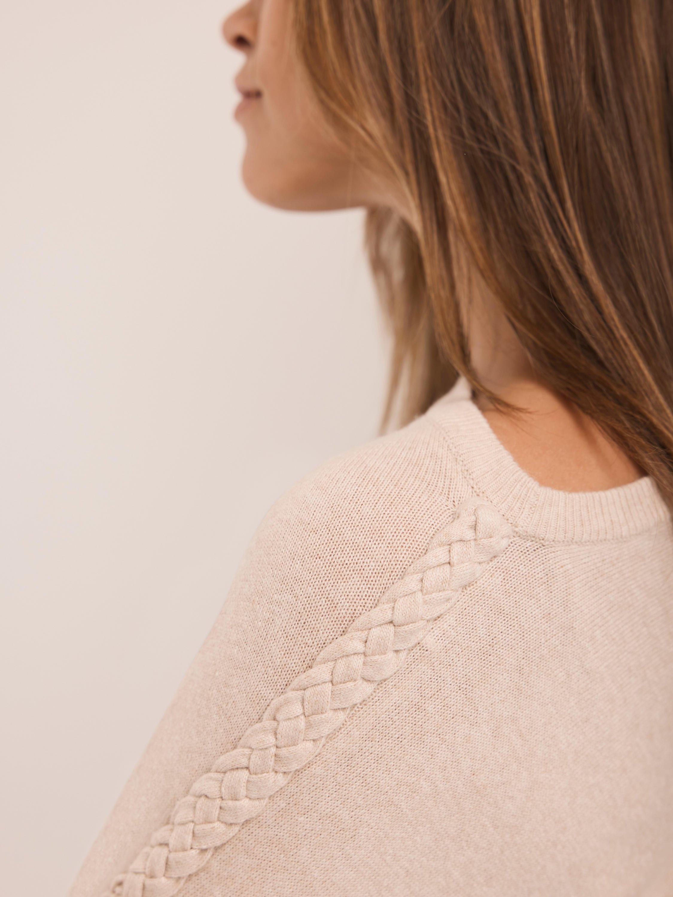 Product image 5 of 7, which shows Mint Velvet Cotton Blend Batwing Boat Neck Jumper, Natural, XS