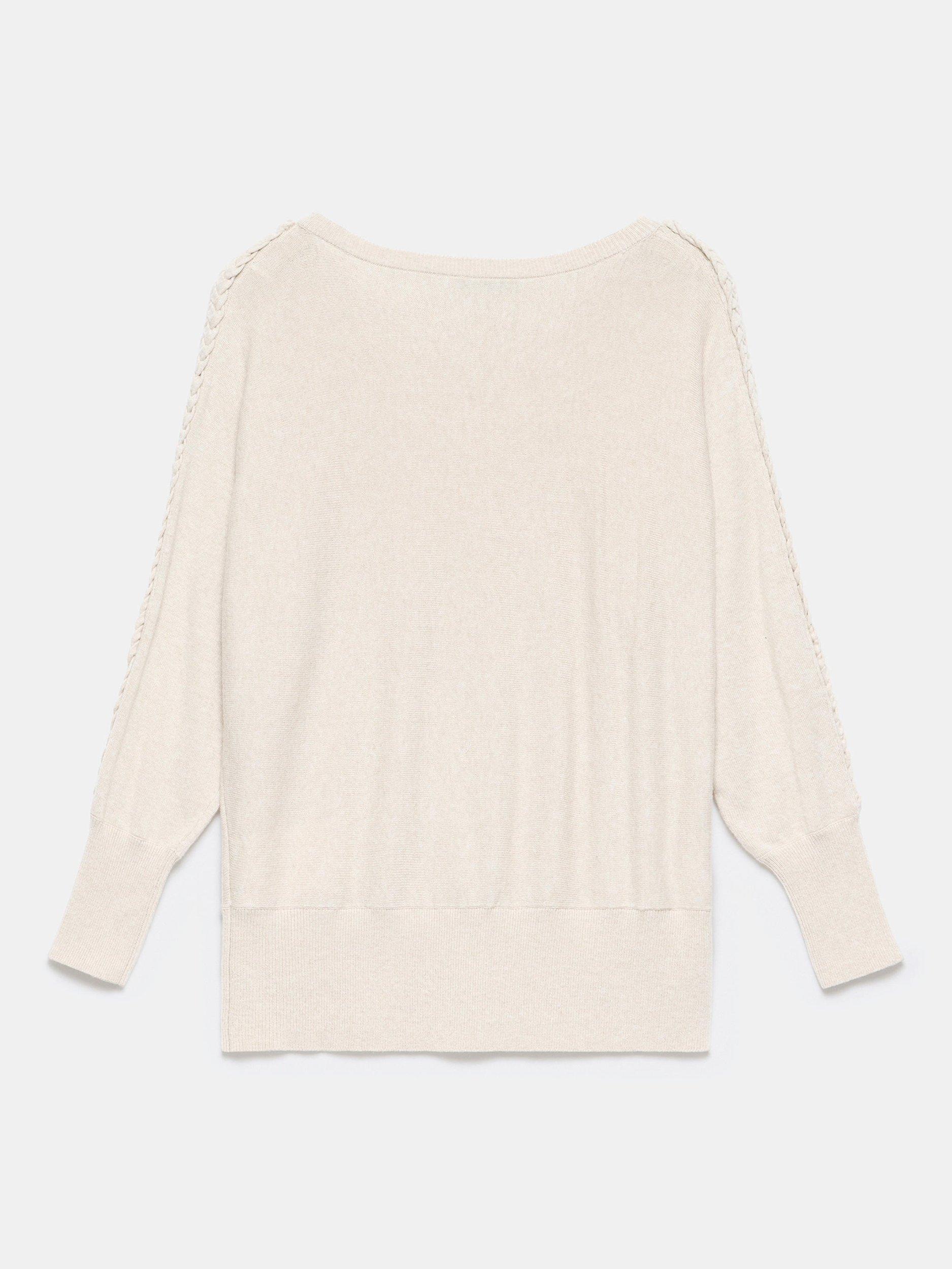 Product image 7 of 7, which shows Mint Velvet Cotton Blend Batwing Boat Neck Jumper, Natural, XS