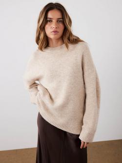 Mint Velvet Crew Neck Longline Jumper, Natural - view 2, Natural