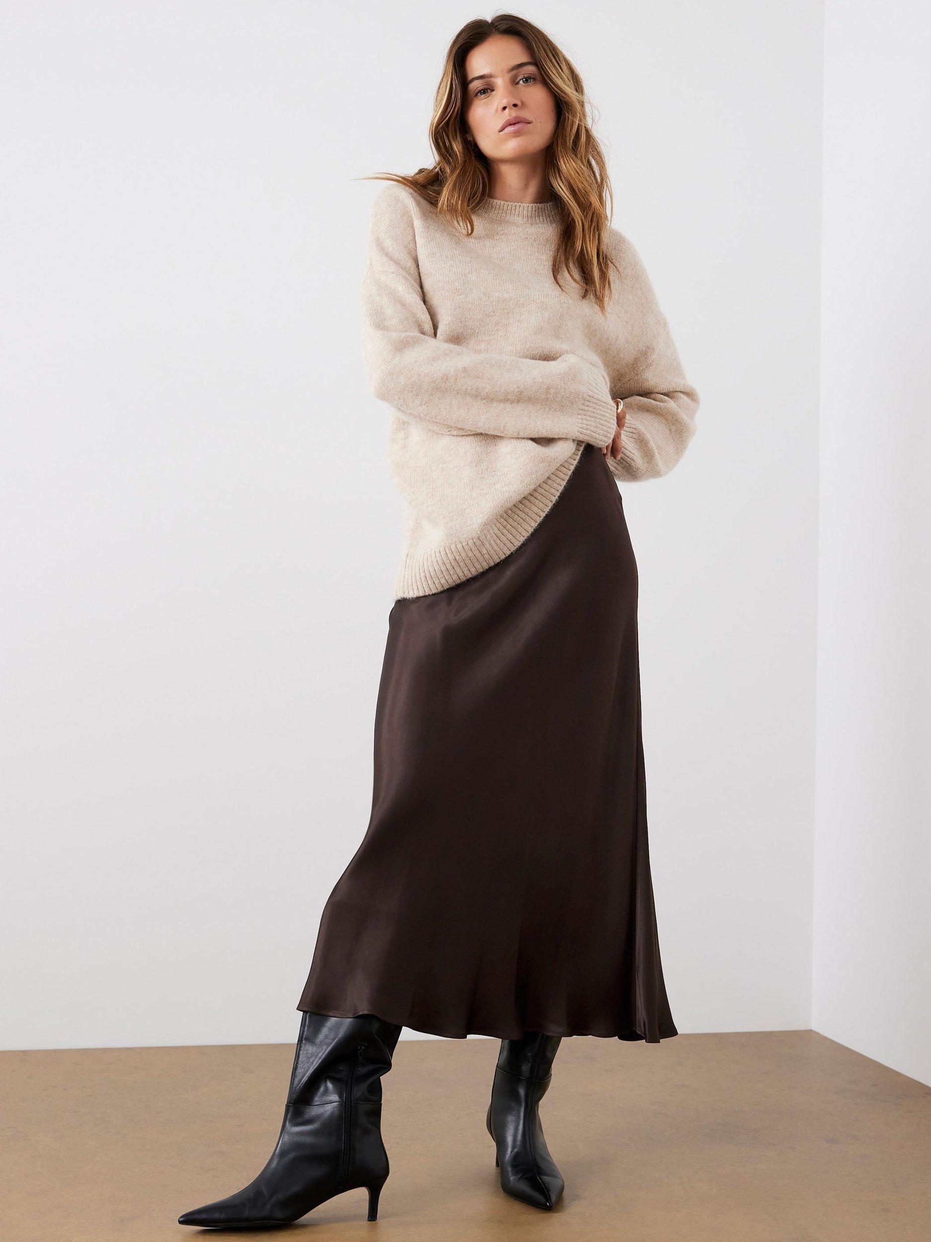 Product image 4 of 8, which shows Mint Velvet Crew Neck Longline Jumper, Natural, L