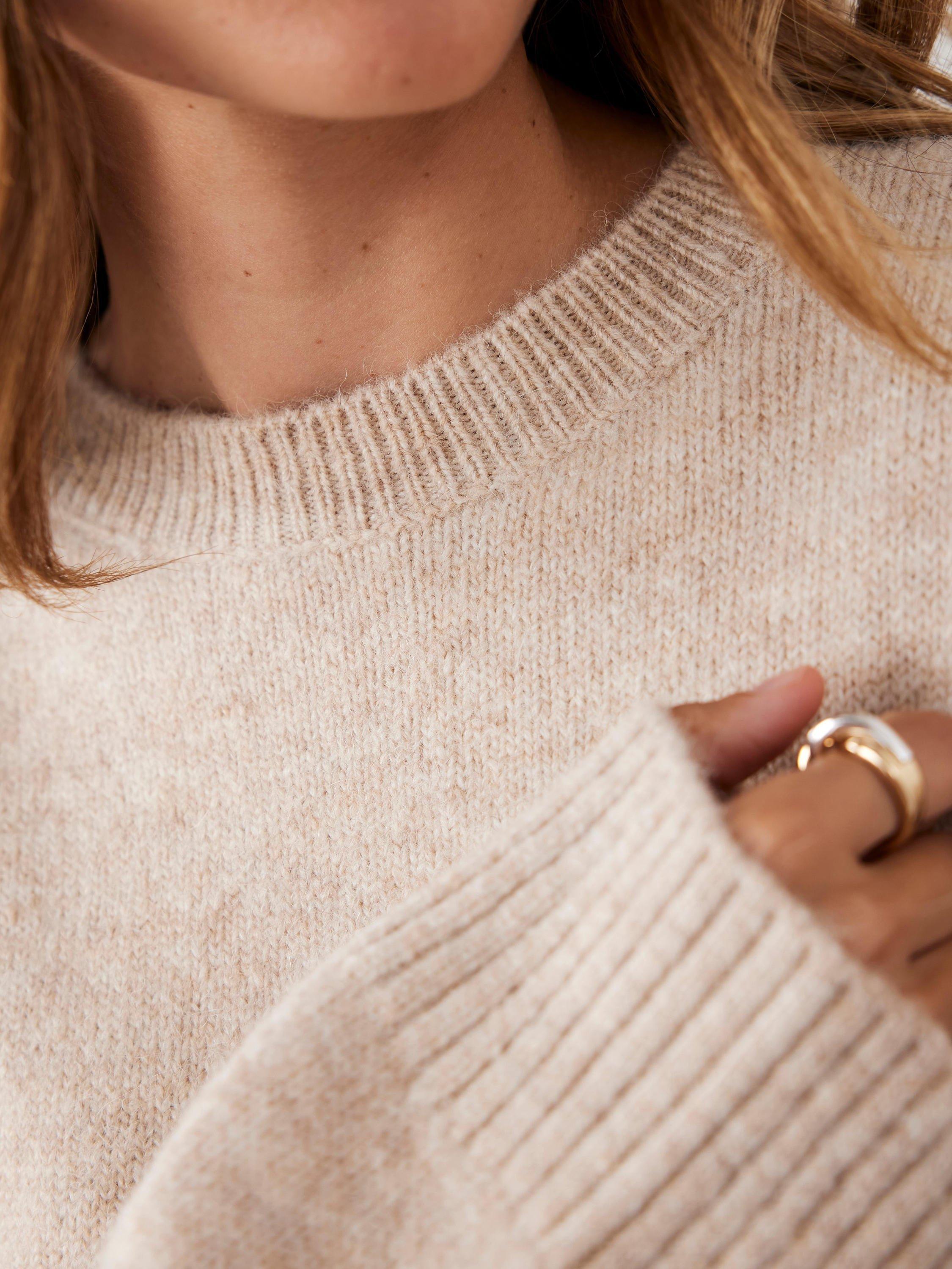 Product image 6 of 8, which shows Mint Velvet Crew Neck Longline Jumper, Natural, L