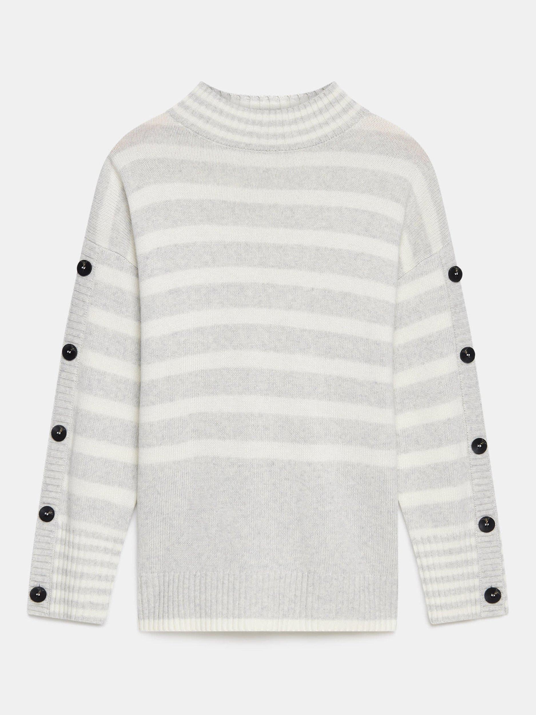 Product image 6 of 7, which shows Mint Velvet Striped Longline Jumper, Grey/Multi, S