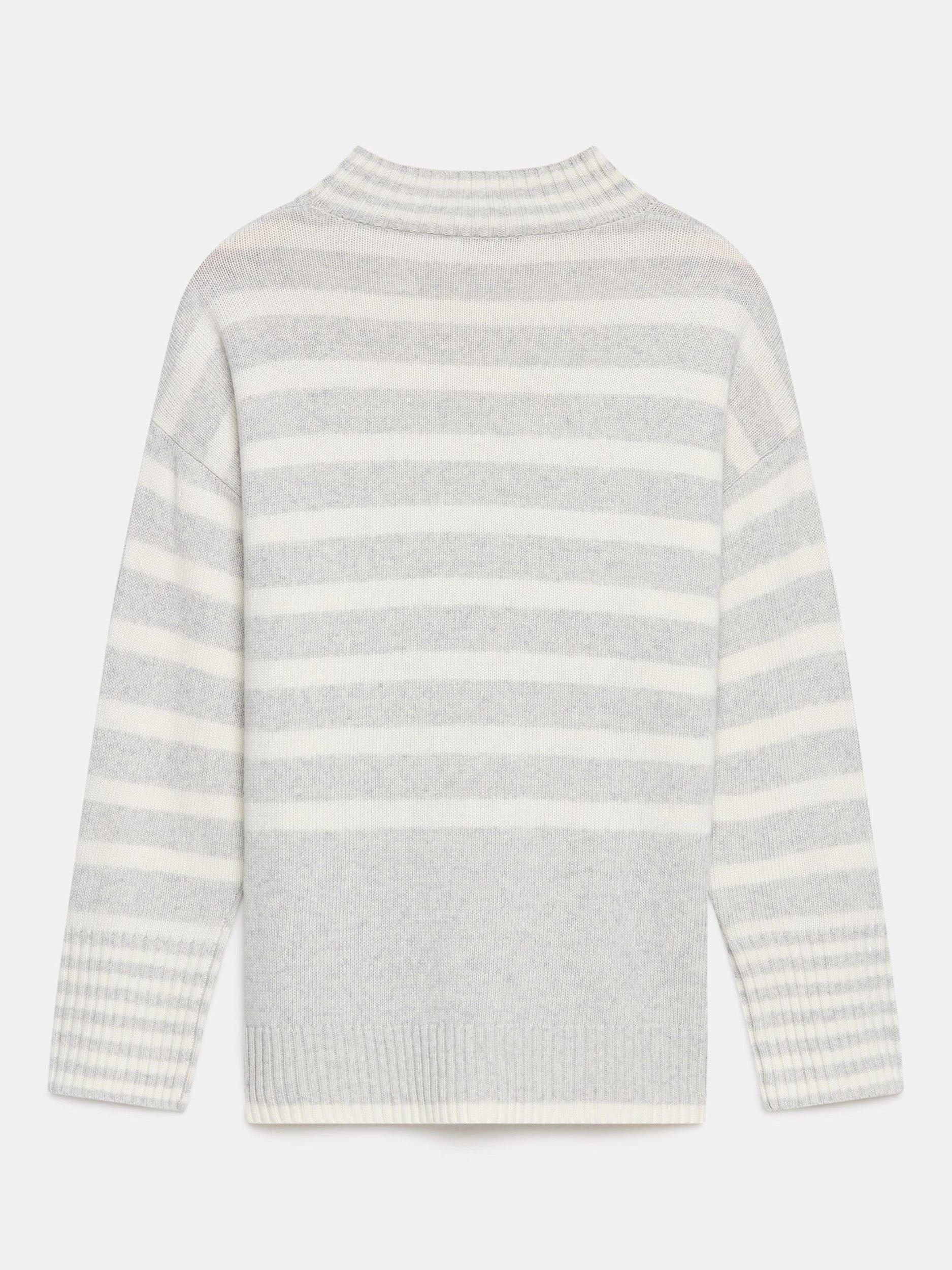 Product image 7 of 7, which shows Mint Velvet Striped Longline Jumper, Grey/Multi, S