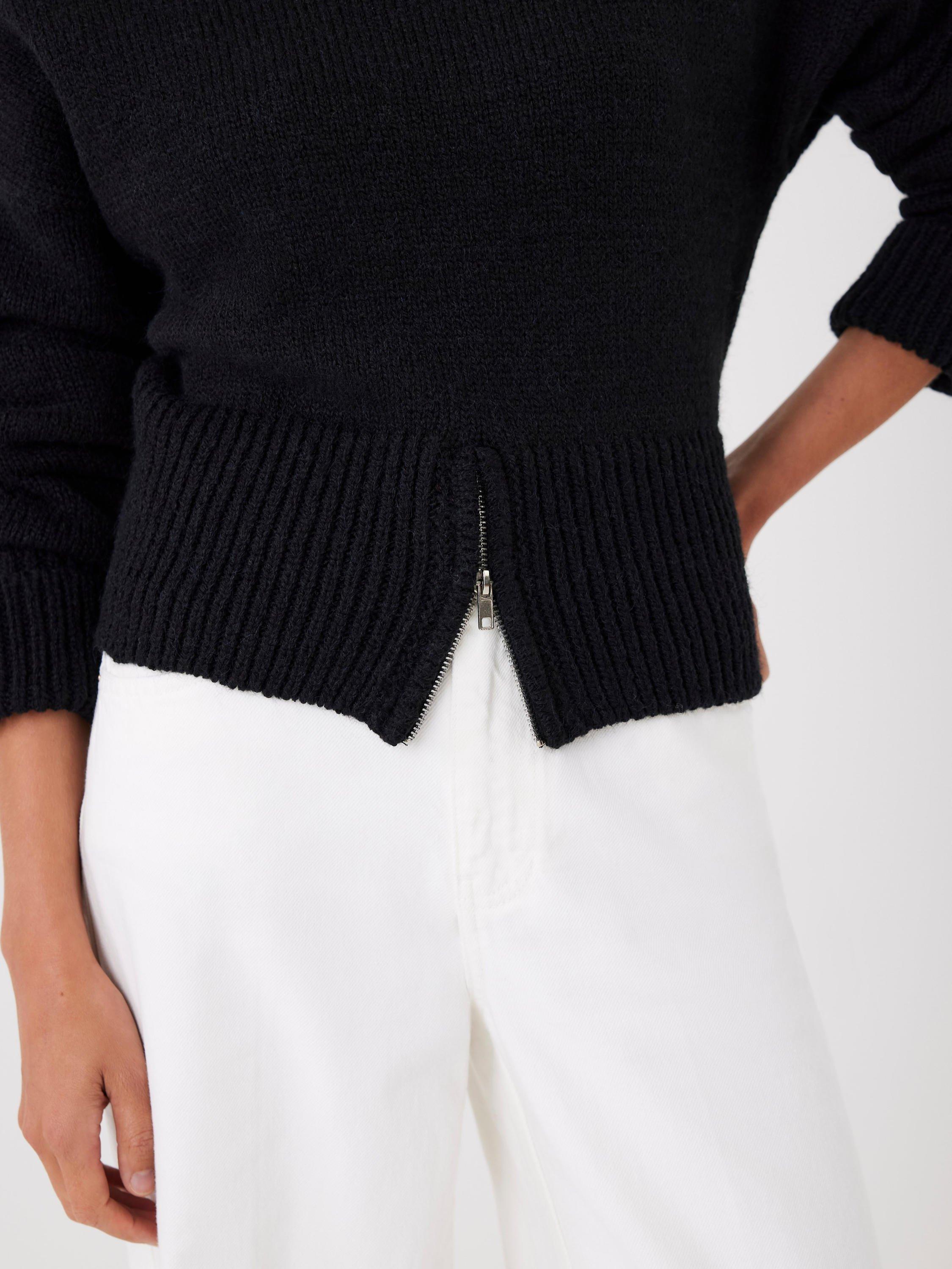 Product image 3 of 8, which shows Mint Velvet Zip Detail Jumper, Black, M