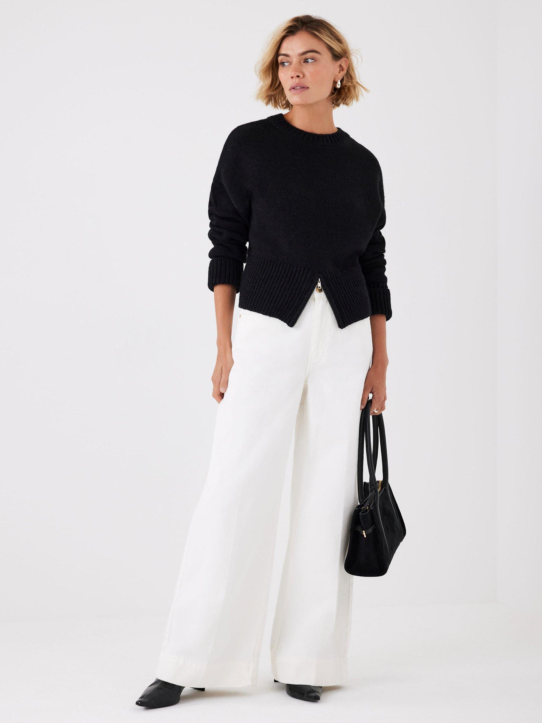 Product image 5 of 8, which shows Mint Velvet Zip Detail Jumper, Black, M