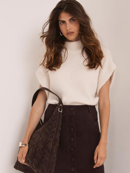 Mint Velvet Wool Blend Knit Top, Natural Cream, Natural Cream