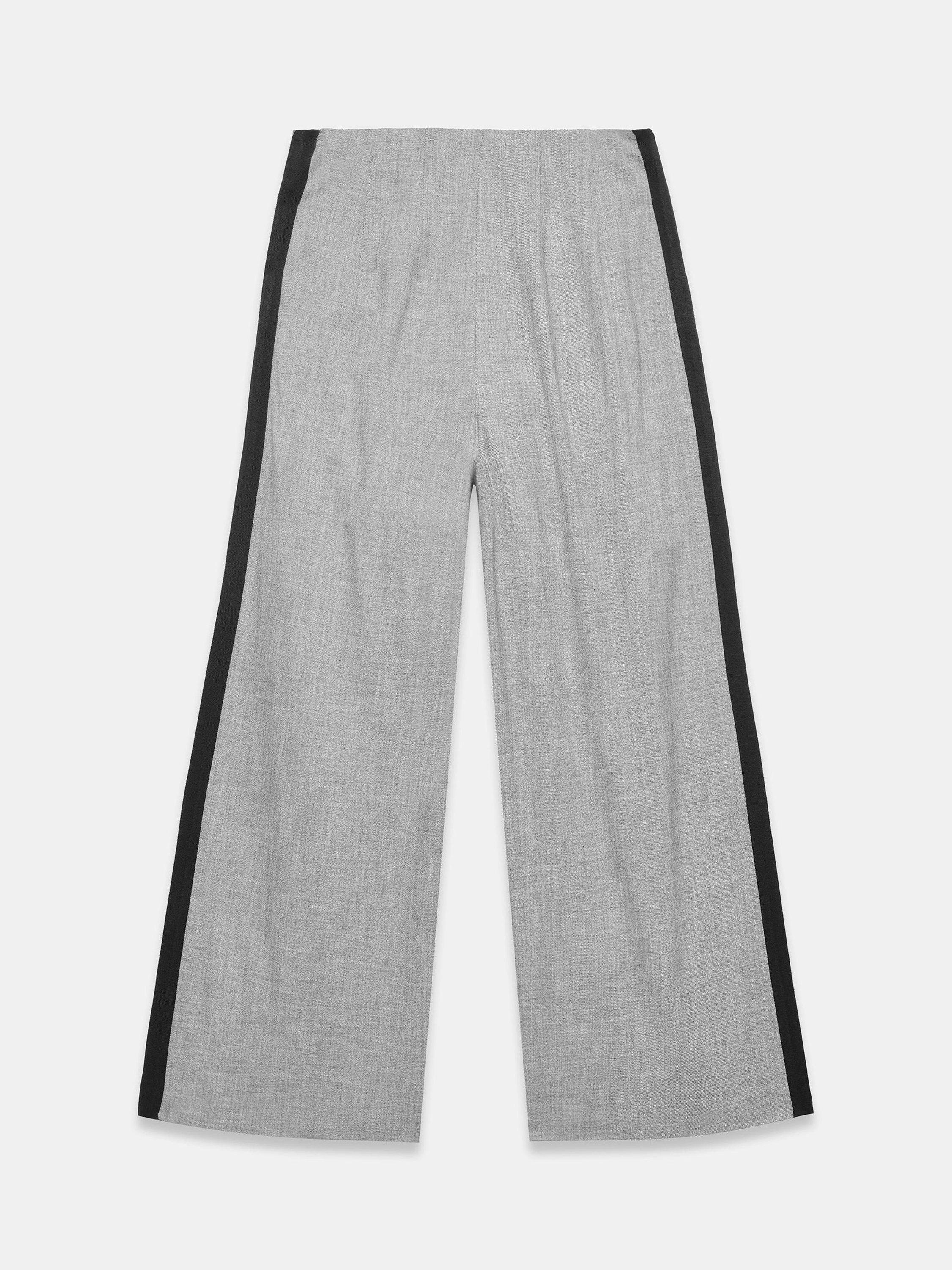 Product image 7 of 7, which shows Mint Velvet Wide Leg Stripe Trousers, Grey, 12R