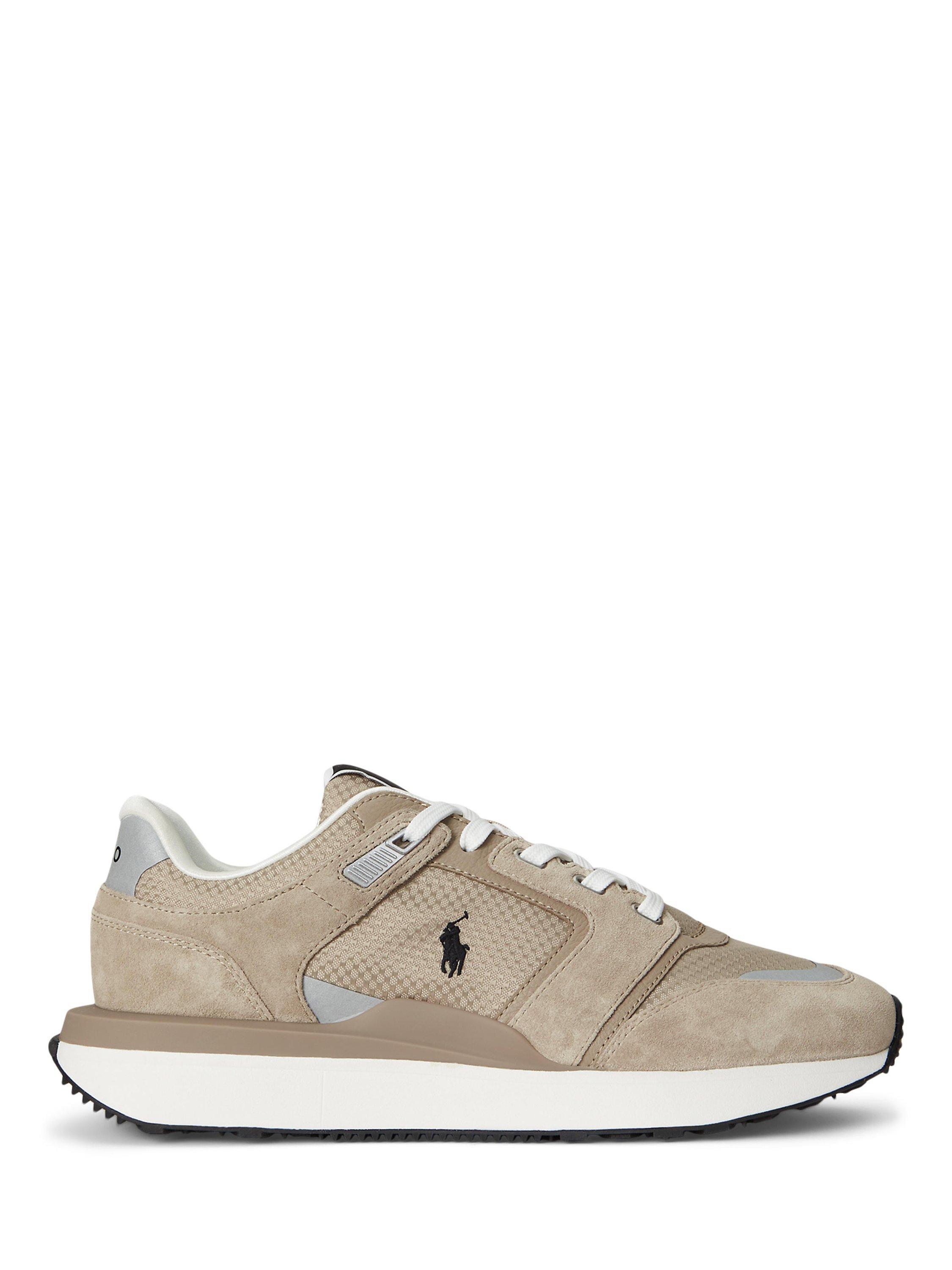 Product image 1 of 5, which shows Polo Ralph Lauren Train 89 V2 Suede Trainers, Tonal Milkshake, 7