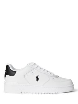 Polo Ralph Lauren Masters Court Leather Trainers, White/Black, White/Black