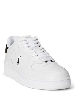 Polo Ralph Lauren Masters Court Leather Trainers, White/Black - view 2, White/Black