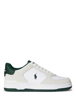 Polo Ralph Lauren Leather Masters Court Trainers, White/Forest, White/Forest