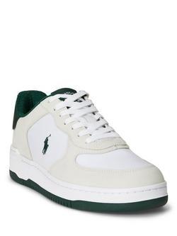 Polo Ralph Lauren Leather Masters Court Trainers, White/Forest - view 2, White/Forest