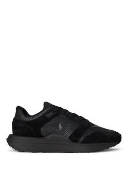 Polo Ralph Lauren Train 89 V2 Suede Trainers, Triple Black/Grey, Triple Black/Grey