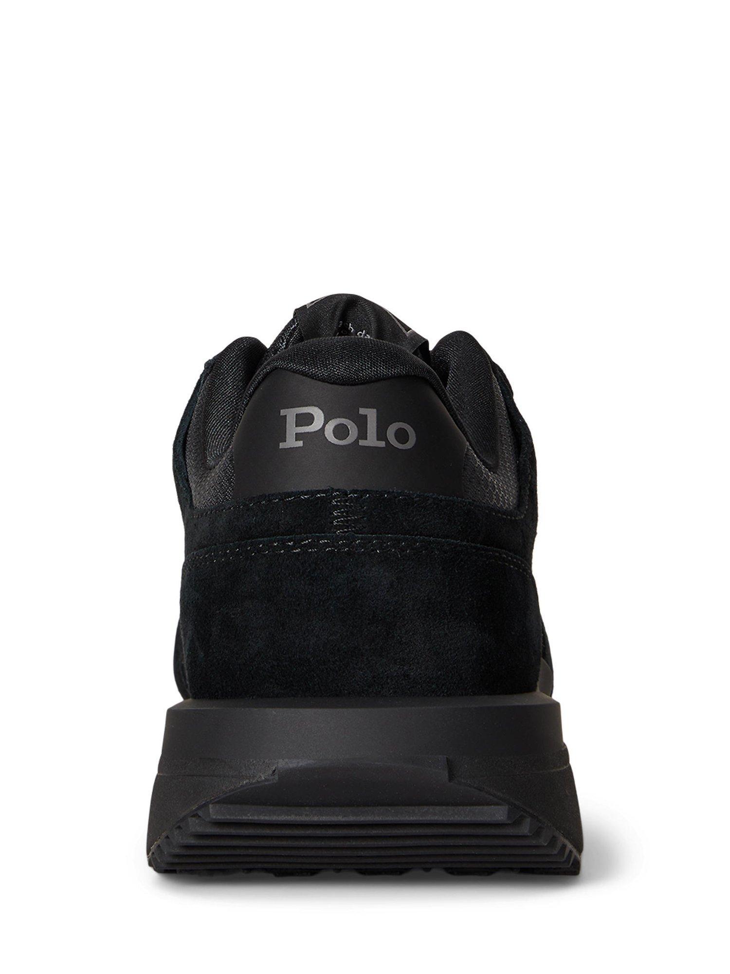 Product image 4 of 5, which shows Polo Ralph Lauren Train 89 V2 Suede Trainers, Triple Black/Grey, 7