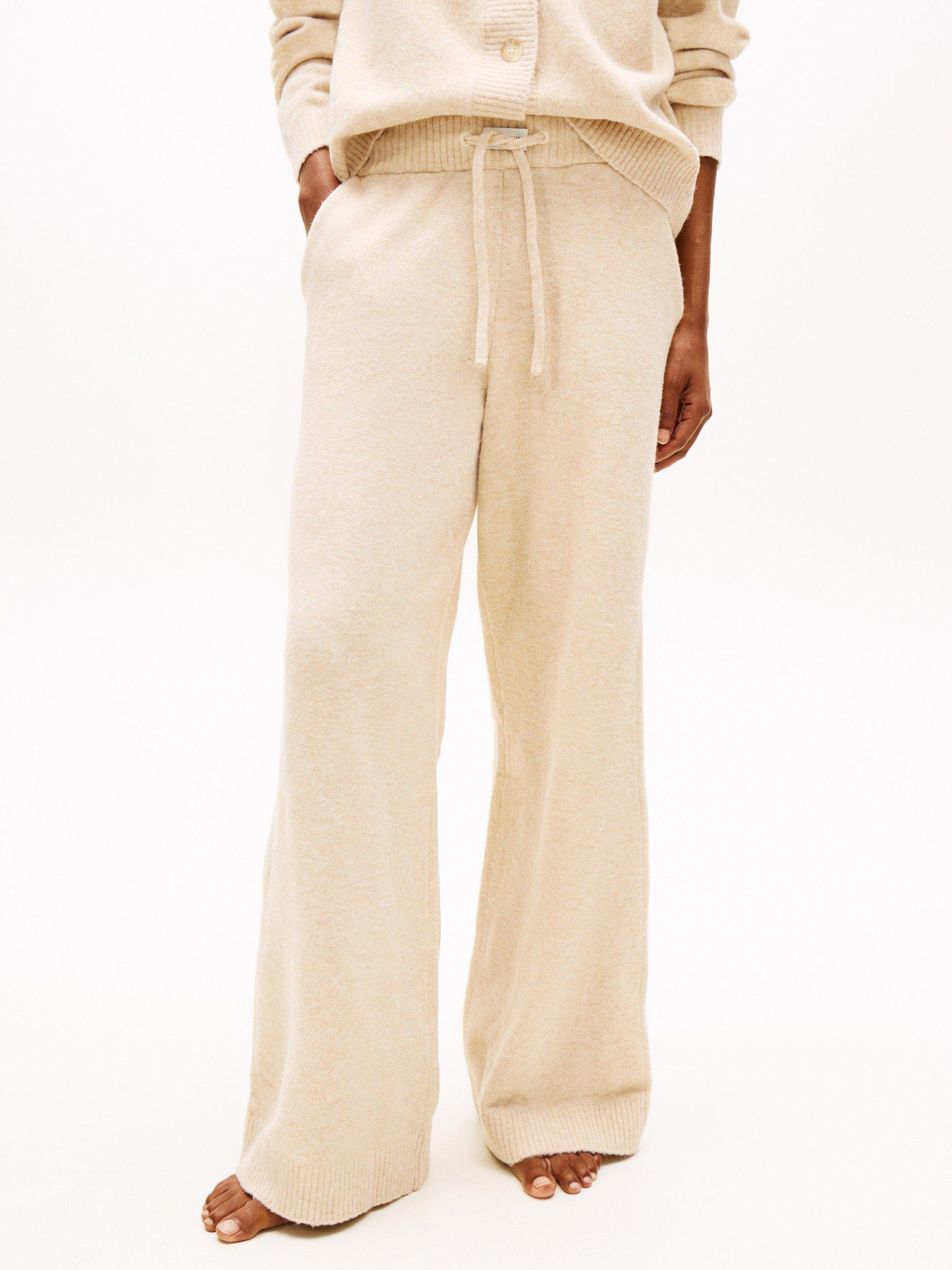 Product image 1 of 4, which shows Tommy Hilfiger Knit Trousers, Heathered Oat, S