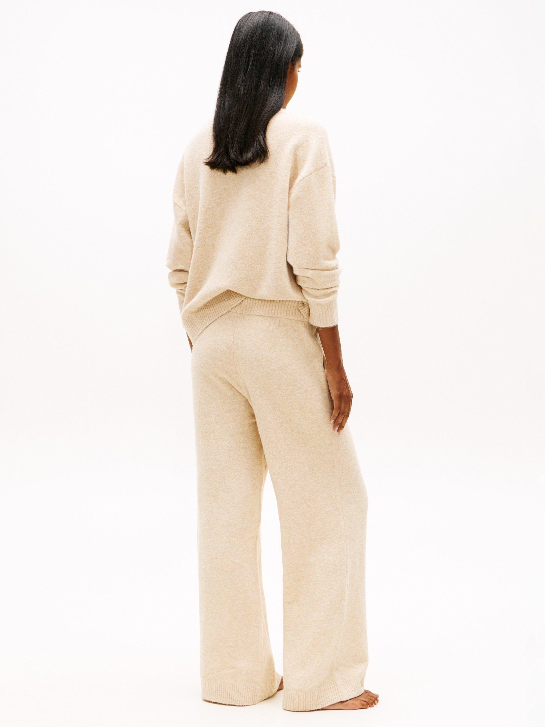 Product image 2 of 4, which shows Tommy Hilfiger Knit Trousers, Heathered Oat, S