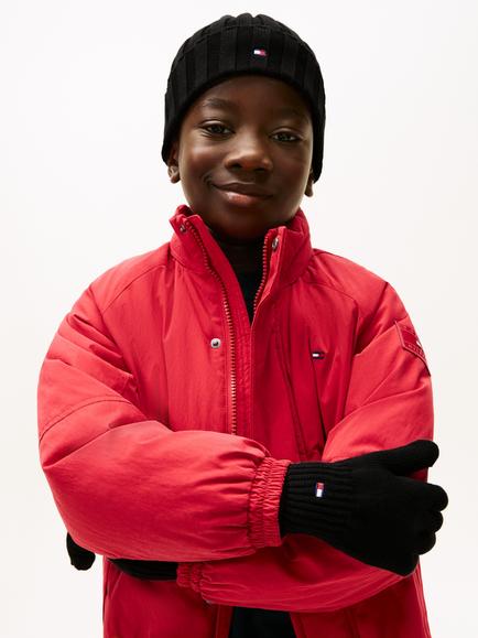 Tommy Hilfiger Kids' Cotton Beanie Hat and Gloves Set, Black - view 2, Black