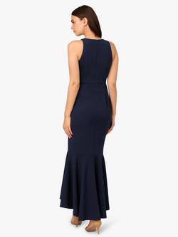 Adrianna Papell Beaded Crepe Ruffle Dress, Midnight - view 2, Midnight