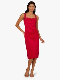 Adrianna Papell Beaded Stretch Taffeta Dress, Red, Red