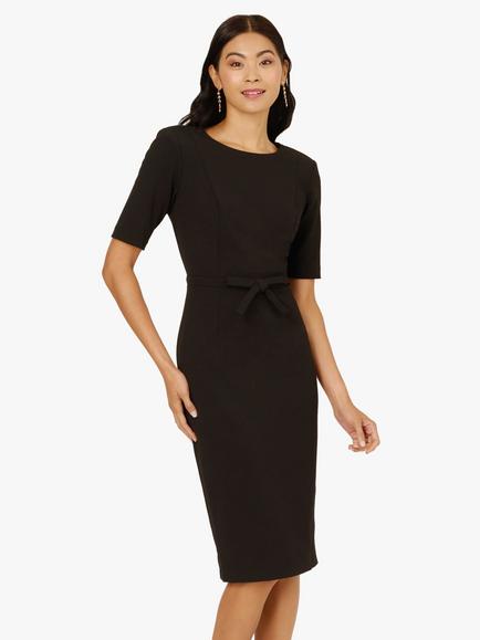 Adrianna Papell Bow Front Sheath Dress, Black, Black