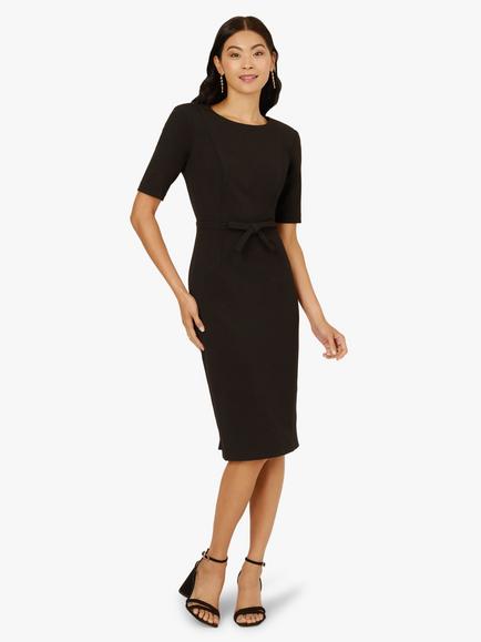 Adrianna Papell Bow Front Sheath Dress, Black - view 2, Black