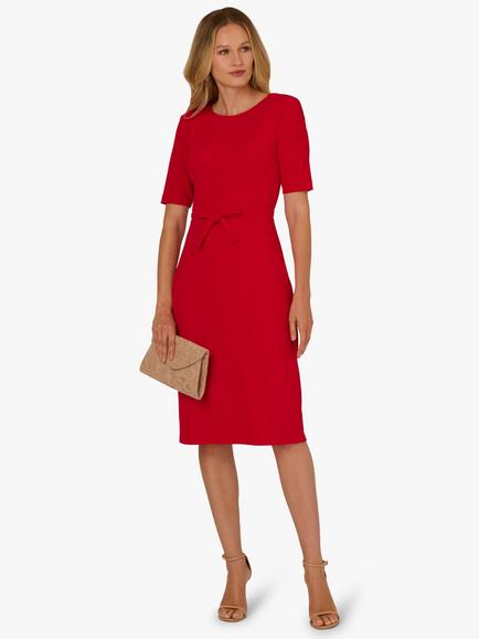 Adrianna Papell Bow Waist Sheath Dress, Red - view 2, Red