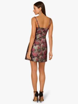 Adrianna By Adrianna Papell Abstract Metallic Jacquard Mini Dress, Red/Multi - view 2, Red/Multi
