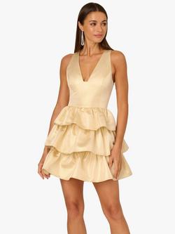 Adrianna By Adrianna Papell Metallic Jacquard Cocktail Dress, Light Gold, Light Gold