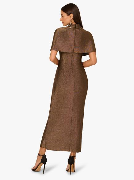 Adrianna By Adrianna Papell Metallic Knit Maxi Dress, Gold - view 2, Gold