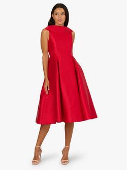 Adrianna Papell Roll Neck Mikado Dress, Red, Red
