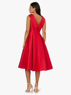 Adrianna Papell Roll Neck Mikado Dress, Red - view 2, Red