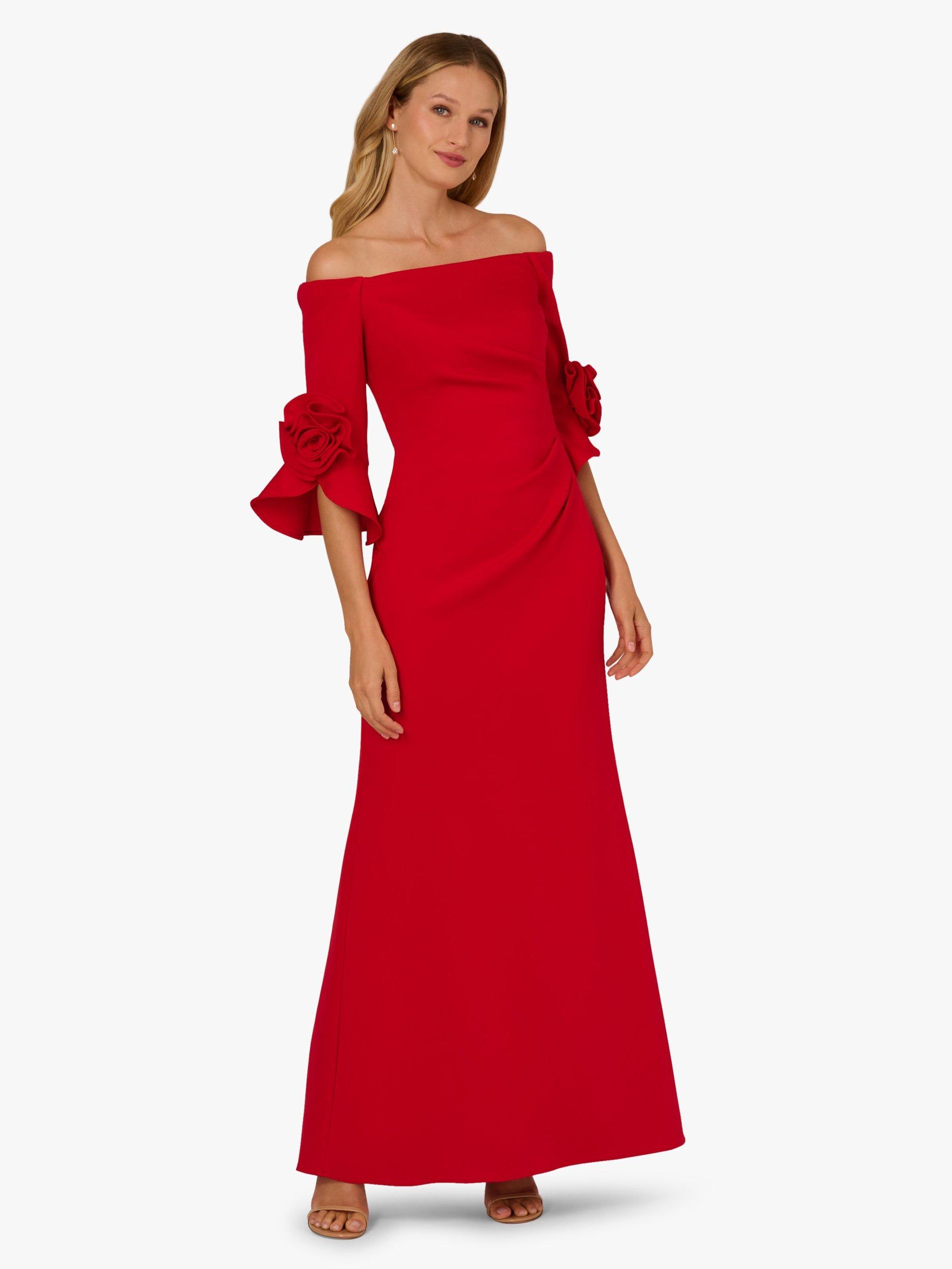 Adrianna Papell Rosette Scuba Crepe Dress, Super Red