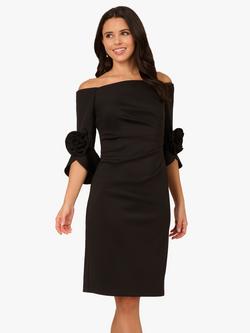 Adrianna Papell Rosette Scuba Dress, Black, Black