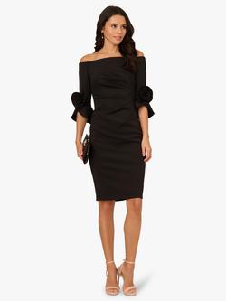 Adrianna Papell Rosette Scuba Dress, Black - view 2, Black