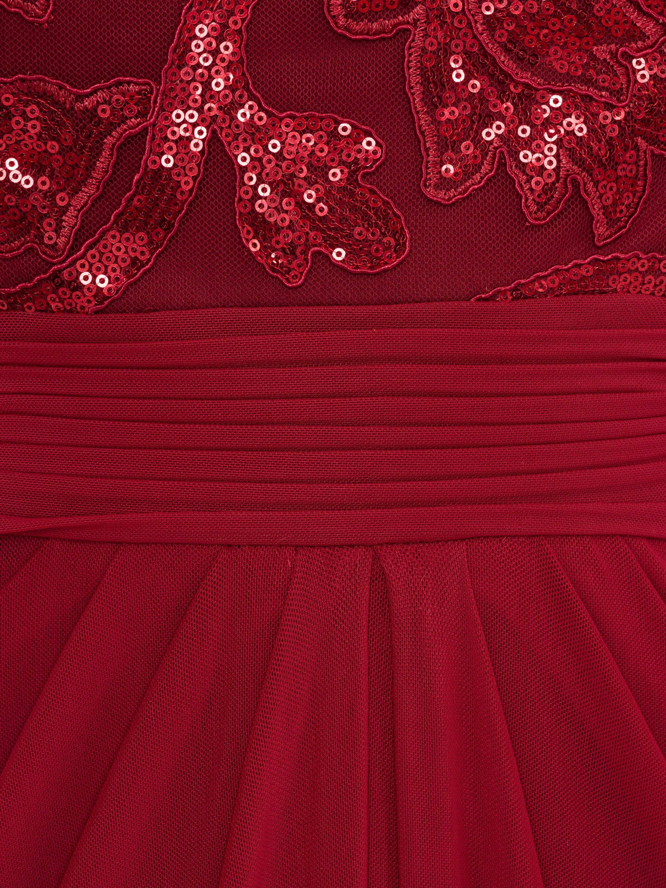 Product image 6 of 6, which shows Adrianna Papell Studio Sequin Tulle Maxi Dress, Garnet, 6