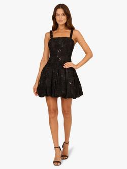 Adrianna Papell Soutache Flounce Mini Dress, Black, Black