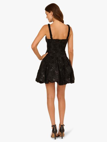 Adrianna Papell Soutache Flounce Mini Dress, Black - view 2, Black