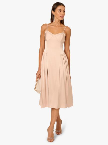 Adrianna By Adrianna Papell Stretch Satin Midi Dress, Light Gold