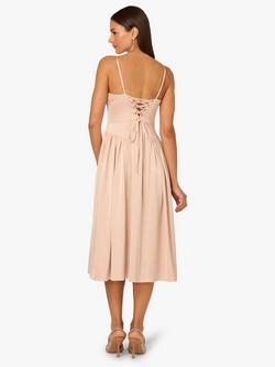 Adrianna By Adrianna Papell Stretch Satin Midi Dress - view 2, Light Gold