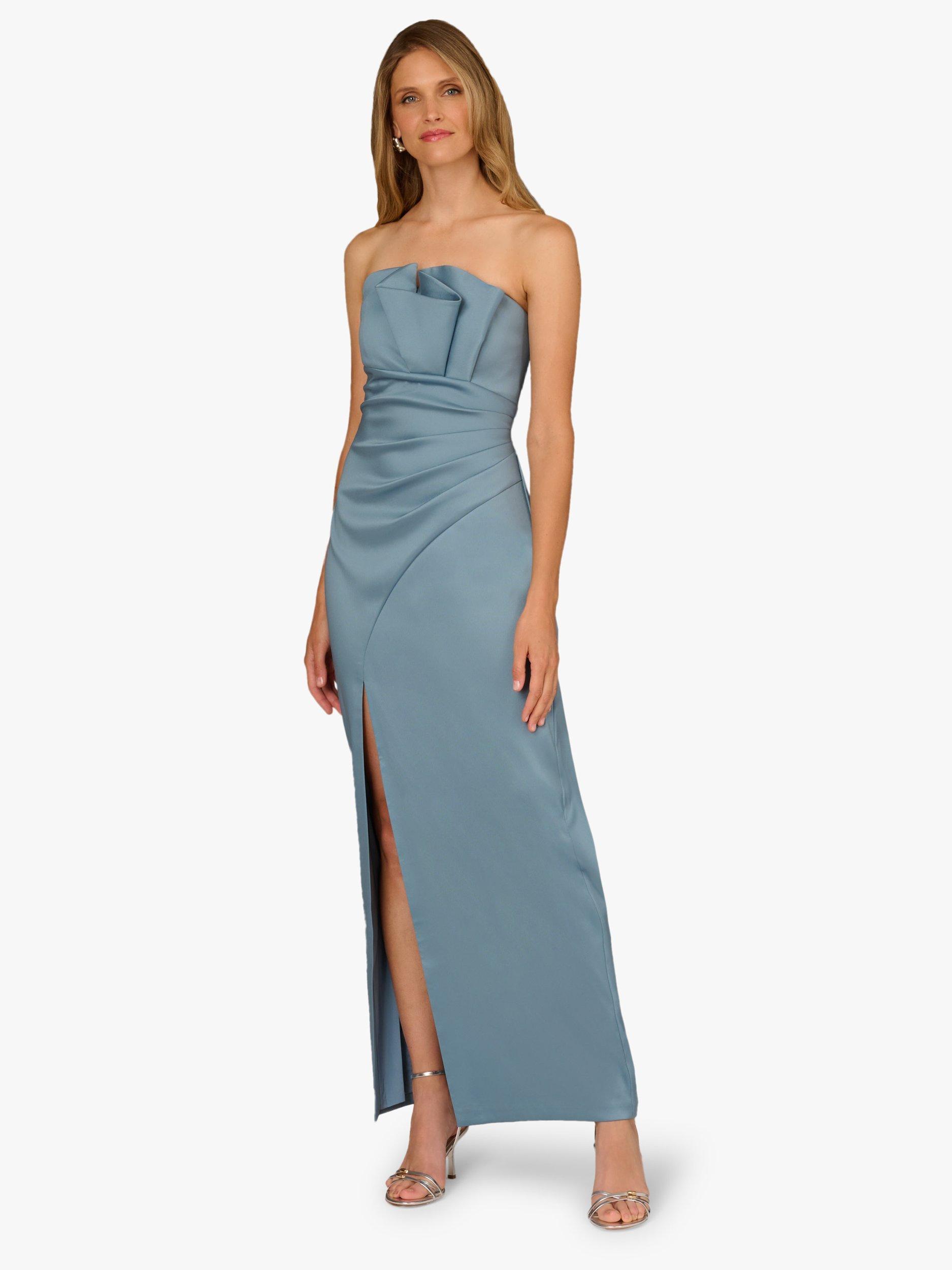 Aidan Mattox By Adrianna Papell Stretch Mikado Maxi Dress, Blue Grey