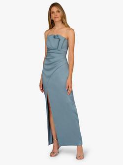 Aidan Mattox By Adrianna Papell Stretch Mikado Maxi Dress, Blue Grey, Blue Grey