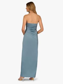Aidan Mattox By Adrianna Papell Stretch Mikado Maxi Dress, Blue Grey - view 2, Blue Grey