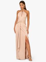 Robe De Soirée Adrianna Papell Or Rose - Col En V Et Dos Perlé, Taille 6, Neuve Avec étiquettes