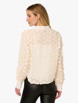 Adrianna Papell 3D Flower Woven Sheer Top, Ivory - view 2, Ivory