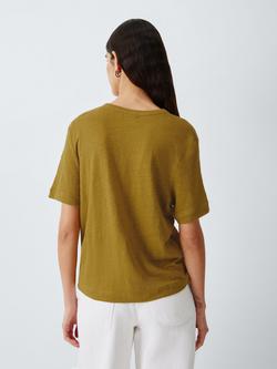 John Lewis Linen Crew Neck T-Shirt - view 2, Olive