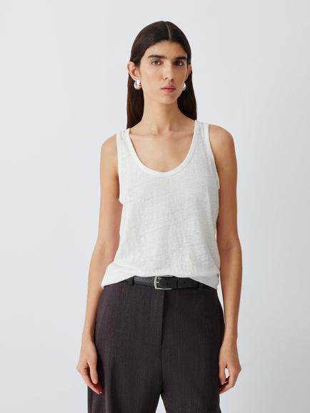 John Lewis Linen Vest, White