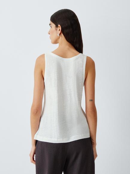 John Lewis Linen Vest - view 2, White